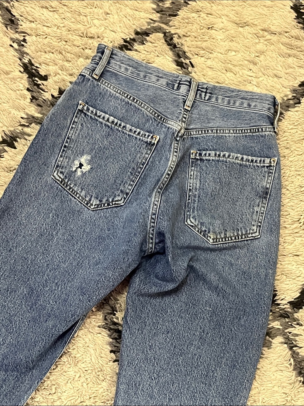 AGOLDE Riley Crop High Rise Straight Jeans Distressed Blue Size 24 - Picture 11 of 11